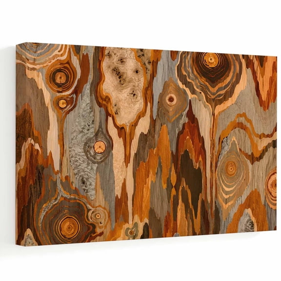 Abstract Brown Marble Canvas Wall Art, Bohemian Vintage Minimalist Ocean Waves Wall Art Prints Artwork Framed Canvas Ready to Hang Art Pictures for Bathroom Nightstand, Narrow Hallway 14" x 11"