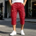 thumbnail image 7 of Resicozy Mens Long Cargo Shorts Below Knee with Pockets Lightweight Summer Baggy Classic Shorts Wine L, 7 of 7