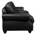 thumbnail image 3 of Leather Sofa 86" Wide 3 Seater Couch Rolled Arm Nailhead Trim Living Room Furniture, 3 of 8