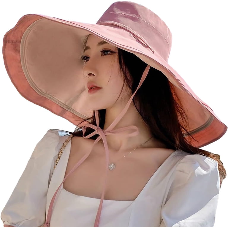 Reversible Wide Brim Sun Hat with Wired Edge UPF 50+ Gardening Hat Sun Hat for Women Wide Brim Reversible Double-Sided UV  main image 2