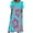 Blue, variant on 2024 New Design Short Sleeve Casual Summer Women's Dress With Puffed Sleeve Gown Tailored To Polynesia