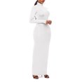 thumbnail image 5 of Women's Dresses Summer Maxi Plus Size Summer Solid Color Sexy Round Neck Tight Fitting Hip Hugging Dress Long Sleeved Round Neck And Ankle Dress, 5 of 7