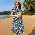 thumbnail image 4 of Easygdp Angry Shark para Vestido Transpirable de Mujer, Vestido Suelto de Manga Corta con Pliegues y Bolsillos para el Verano, 4 of 6