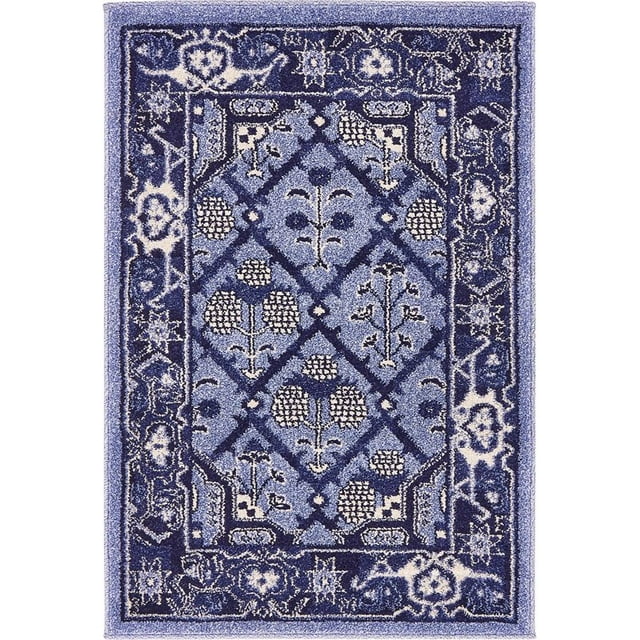 Unique Loom Tapis de Bordure Patchwork la Jolla 2' 2 x 3' Rectangle Bleu/ivoire