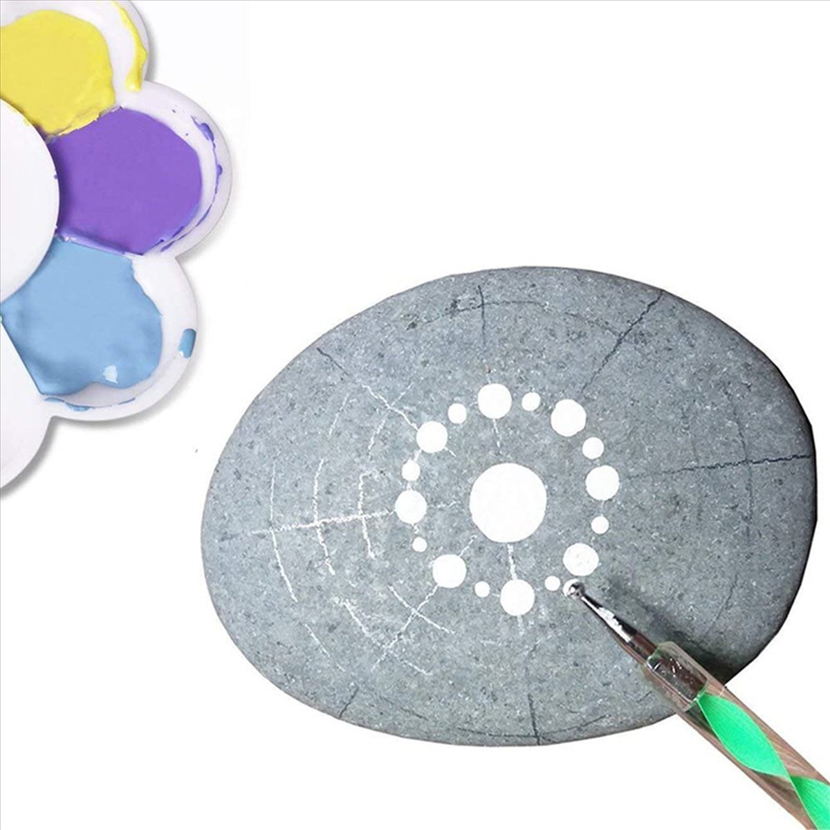 Mandala Dotting Stencil Tools Rock Painting Kit Ball Stylus Dotting Tools Include Stencil, Paint Tray (68 Pack)