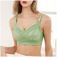 thumbnail image 2 of Push Up Padded Bras for Women Plus Size Lace Bra No Underwire Push Up Underwear Vest-Style Sleep Bra V-Neck Full-Coverage Bra Feature Hook and Eye Closure Padded Bra Style Y-199 , Green XXL, 2 of 3