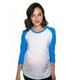 thumbnail image 1 of Maternity Raglan Shirt Comfortable 3/4 Long Sleeve Ruched Pregnancy Baseball Top (Royal) - XXL, 1 of 4