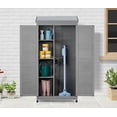 thumbnail image 2 of Outdoor Wooden Storage Shed with Metal Top, Tall Vertical Tool Cabinet for Backyard Garden Patio Lawn, 2 of 6