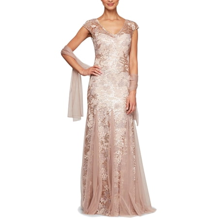 Alex Evenings Womens Lace 2 PC Evening Dress
