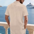 thumbnail image 5 of TAGOLD Mens Summer Short Sleeve Turndown collar Blouse & Shirt Solid Color Linen Multi Pocket Top, 5 of 5