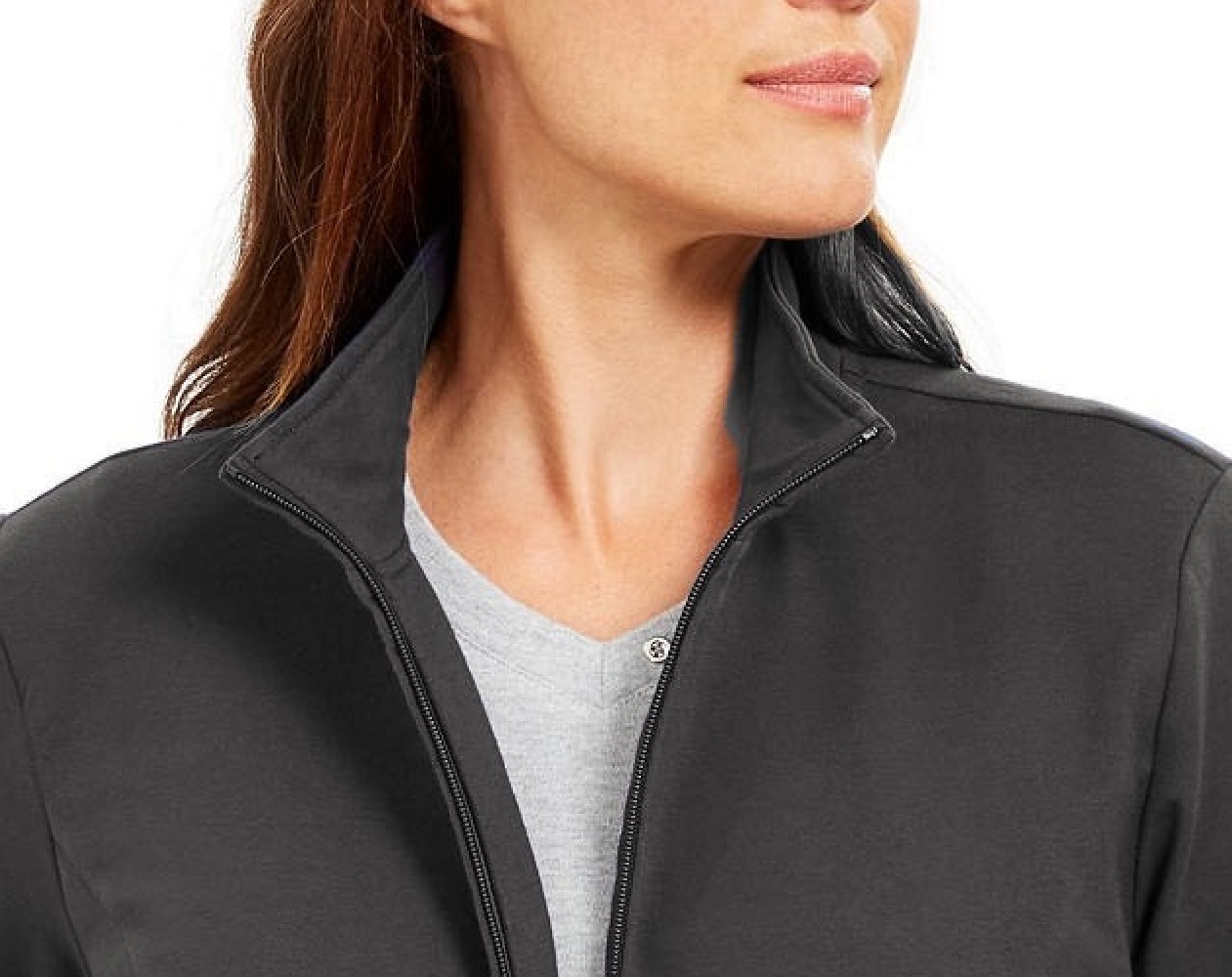 Karen Scott Women's Sport French Terry Ribbon-Trim Jacket Black Size Small - image 3 of 3