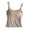 Khaki, variant on Womens Spring Summer Outerwear - Threaded Shoulder Sling Vest with Chest Pad, Solid Color, Stretchy Cotton Blend