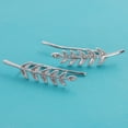 thumbnail image 4 of Humble Chic Ear Crawler Earrings for Women - Silver Plated Hypoallergenic Leaf Climbers, 4 of 8