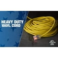 thumbnail image 3 of Southwire 100 Foot 15 Amp SJTW Heavy Duty Electrical Extension Cord, Yellow, 3 of 6