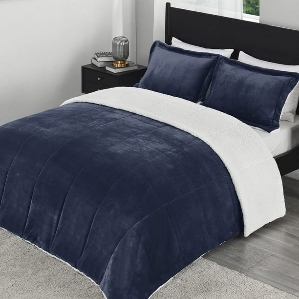 downluxe UltraSoft Micromink Sherpa King Size Comforter Set with 2