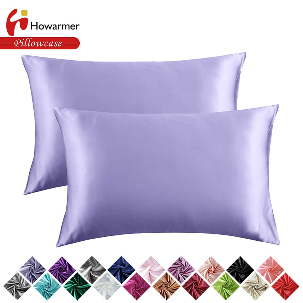 Howarmer Satin Pillow Cases, Set of 2 Bedding Pillowcases for Hair and