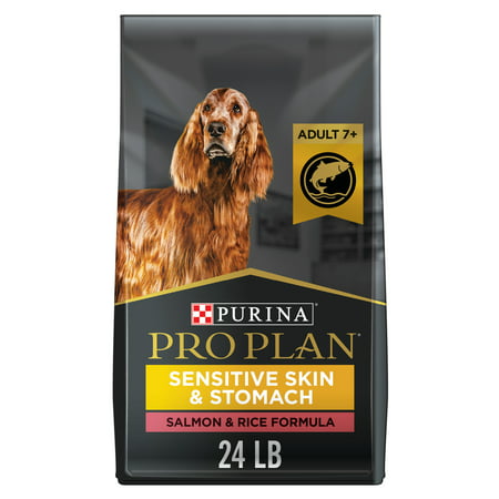 Purina Pro Plan Sensitive Skin and Stomach Dog Food for SENIOR Dogs Adult 7+ Salmon & Rice Formula, 24 lb. Bag