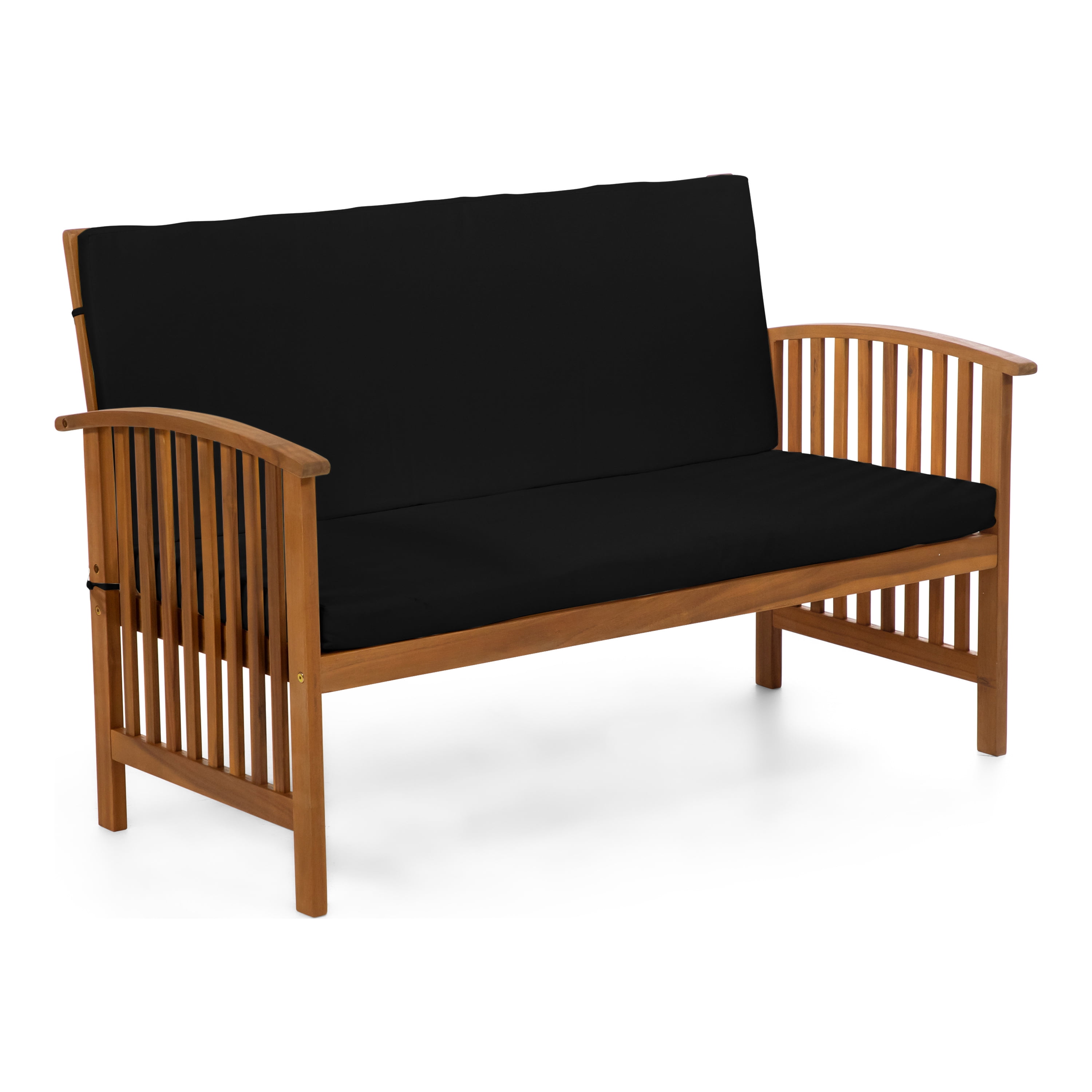 Furniture of America Mill Wood 4-Piece Patio Set with Cushions, Black and Natural