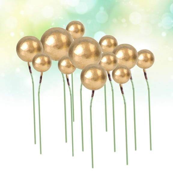 Raindrops 20 Pcs Gold Balls Cake Toppers Simple Design for Birthday Dance Party Festivals
