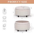 thumbnail image 3 of Malol Fabric Round Storage Ottoman with Storage and Reversible Tray, Multi-Functional Footrest, Sturdy & Stylish Small Coffee Table, Beige, 3 of 7