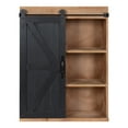 thumbnail image 4 of Kate and Laurel Cates Wood Wall Storage Cabinet with Sliding Barn Door, Rustic Brown/Black 22x28, 4 of 10