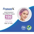 thumbnail image 4 of ProtectX 500 Pack Pink Disposable Hair Nets, Elastic Head Cover, Bouffant Caps, Sanitation Head Cover for Food Service, Spa Men & Women - 21 inch, 4 of 7