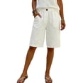 thumbnail image 4 of Only Moment Linerless Relaxed Casual Shorts for Women Polyester Comfy Elastic Waist Drawstring Pocket Shorts Pants Swim Shorts Women White,3XL, 4 of 5