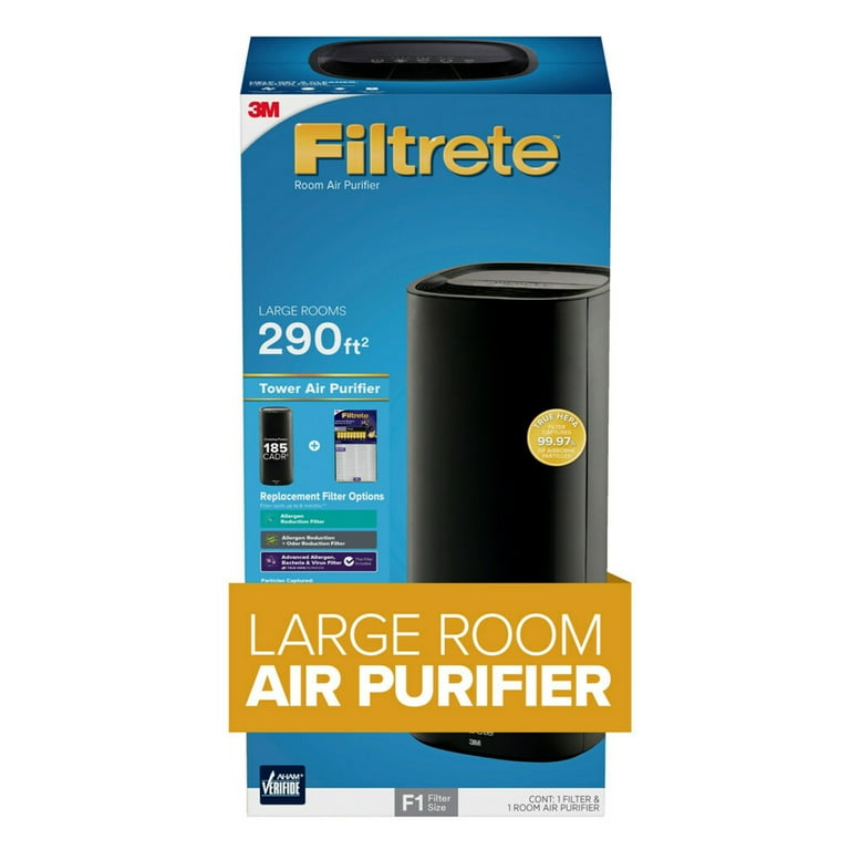 Filtrete by 3M Air Purifier Large Room Tower 290 Sq gt Coverage Black TRUE HEPA Filter Included