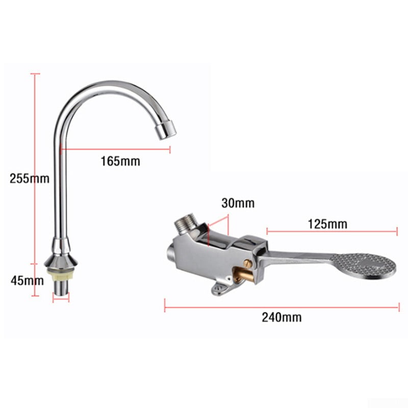 Foot Pedal Control Valve Faucet Vertical Basin Switch Kitchen Sink Bathroom Tap 