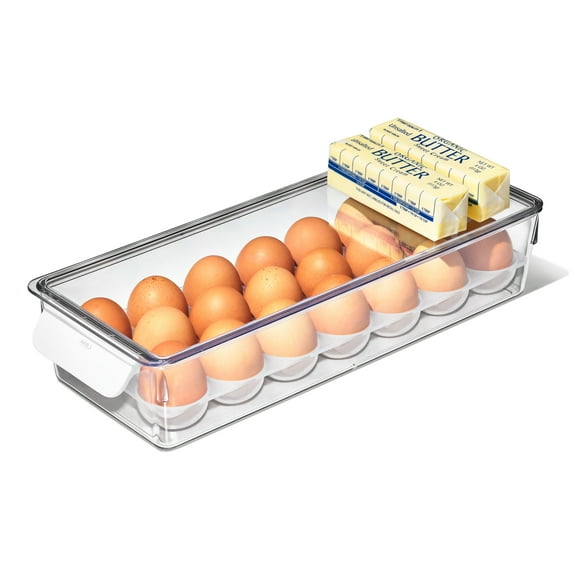 OXO Softworks Refrigerator Organization Egg Bin with Removable Tray, Clear