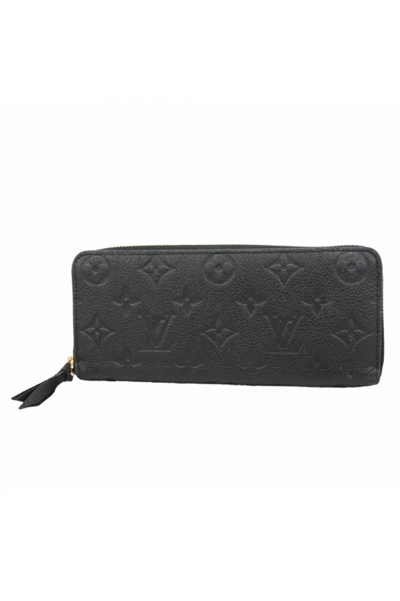 Pre-Owned Louis Vuitton Monogram Empreinte Portefeuille Clemence Long Wallet M60171 Noir...