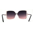 thumbnail image 4 of Womens Metal Rim Rectangle Oversize Butterfly Designer Sunglasses Gold Black Pink, 4 of 4