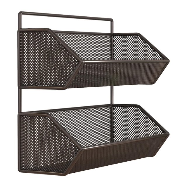 GROWTH TANK Double Layer Storage Basket Sturdy Hanging Fruit Basket for Kitchen Cabinets