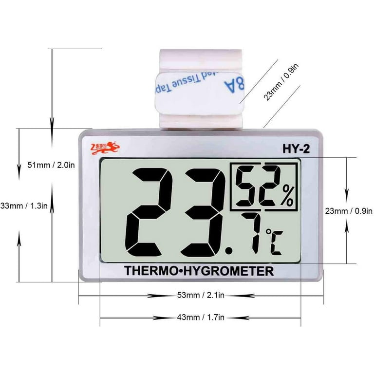 Reptile Thermometer Hygrometer LCD Digital Humidity Gauge, Reptile Terrarium  Thermometer Hygrometer Reptiles Tank Thermometer Hygrometer with Hook 