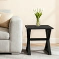 thumbnail image 3 of AENKYO Vintage End Table - Farmhouse Side Table with X-Shape Base & Large Top for Bedroom & Living Room, Dark Brown, 3 of 6