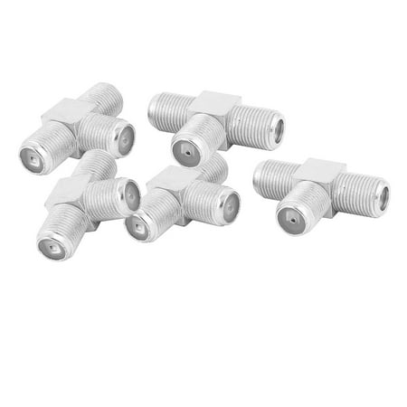 - Unique Bargains5 Pcs F Type Female to Female T-Shaped 3 Way Splitter RF TV Adapter