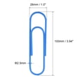 thumbnail image 2 of Uxcell Paper Clips 3.9 Inch Vinyl Coated for Office Home Blue Count 20, 2 of 6