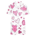 thumbnail image 5 of Wensltd Women Sleepwear Set Casual Valentine Print Collared Short Sleeve Top and Shorts Cozy Home Loungewear Soft Relaxed Fit Pink M, 5 of 9