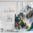 thumbnail image 3 of Fall Trees Shower Curtain, Waterproof Shower Curtains for Bathroom, Natural Autumn Forest Fog Natural Scenery Washable Fabric Bathtub Curtain Set Bath Decor with 12 Hooks Stall 36"x72", 3 of 8