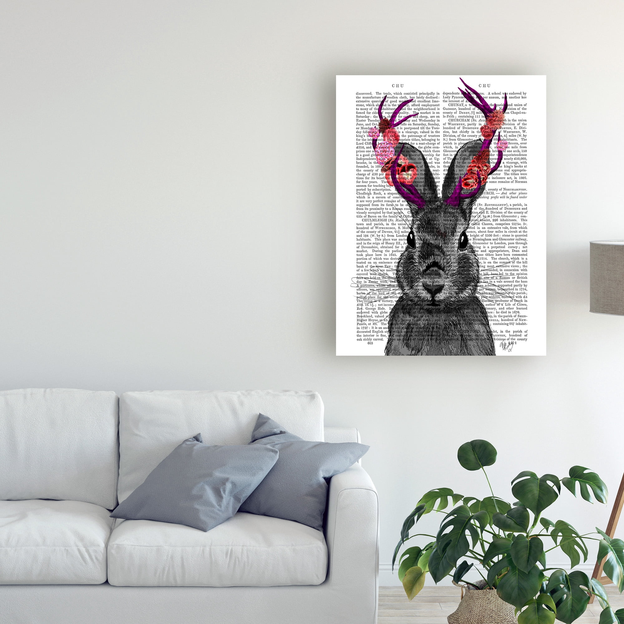 Trademark Fine Art 'Jackalope With Pink Antlers' Canvas Art by Fab Funky