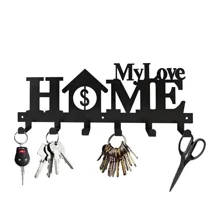 1pc 6 Hooks Key Holder for Wall , Decorative Metal Key Rack, Simple Creative Key Hooks Towel Rack or Kitchen Bathroom Bedroom