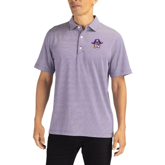 Men's Cutter & Buck Purple ECU Pirates Forge Eco Double Stripe Stretch Recycled Polo