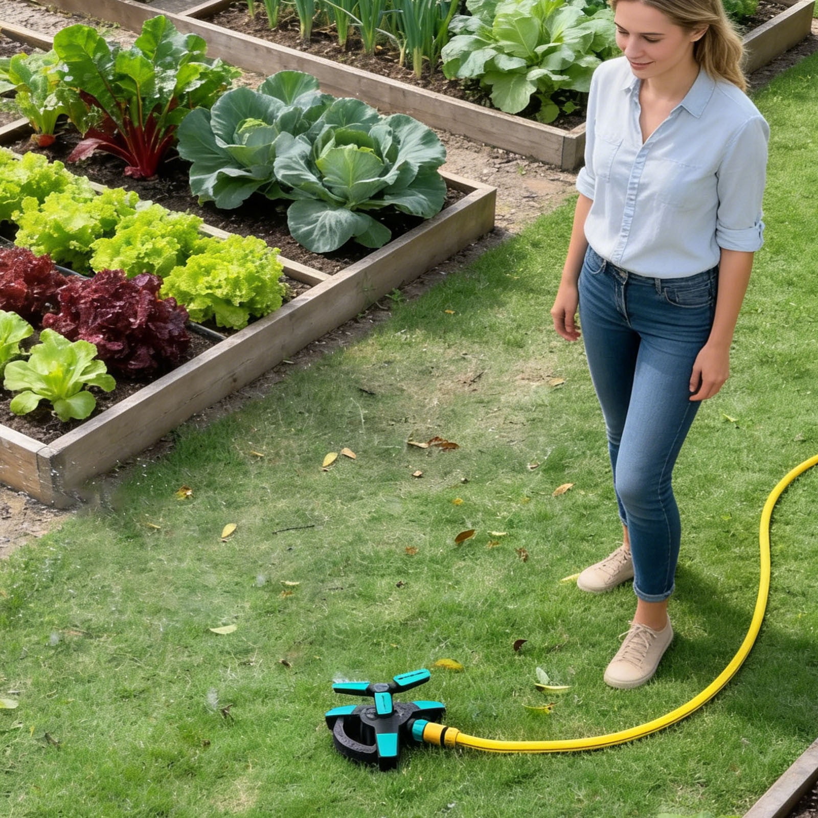 360° Rotating Garden Sprinkler With Adjustable Spray Patterns Efficient Yard Irrigation Tool For Lawn Patio Garden Watering(Blue-21X20X7Cm)