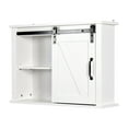thumbnail image 4 of Bathroom Wall Mounted Storage Cabinet, Modern Hanging Storage Cupboard with Slide Barn Door and 4 Storage Compartments, Home Space Saving Storage Organizer for Washroom Kitchen, White, D1723, 4 of 8