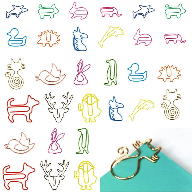 Paper Clips for Kids Animal Shaped Paperclip Fun Paper Clips Assorted Colors Paperclip Coated Bookmark Clips Office Supplies for Document Organizing