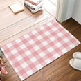 thumbnail image 3 of Pink Gingham Buffalo Check Doormat Welcome Mats Rugs Non-slip Carpet Outdoor/Indoor For Home/Office/Bedroom,20(W)X31.5(L),Pink White Plaid, 3 of 7