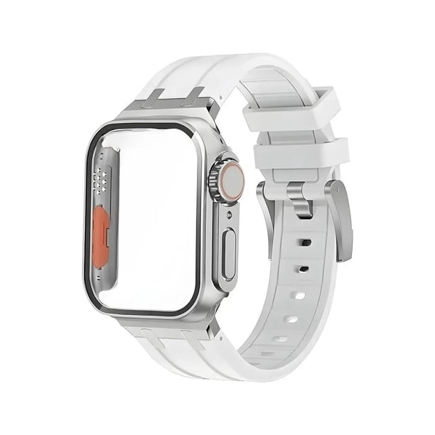 Correa De Lujo Compatible con Apple Watch Silicon Suave, Apariencia Ultra + CASE, 42/44/45/mm