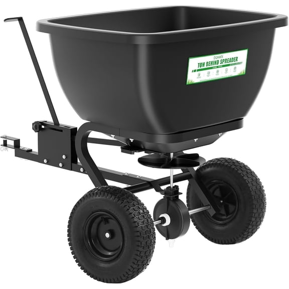 200LB Tow Behind Broadcast Spreader, Fertilizer Spreader Holds up to 550 lbs with 13" Pneumatic Tires and Adjustable Flow Control Lever,for Fertilizer, Grass Seed, Salt, Ice Melt, Lawn