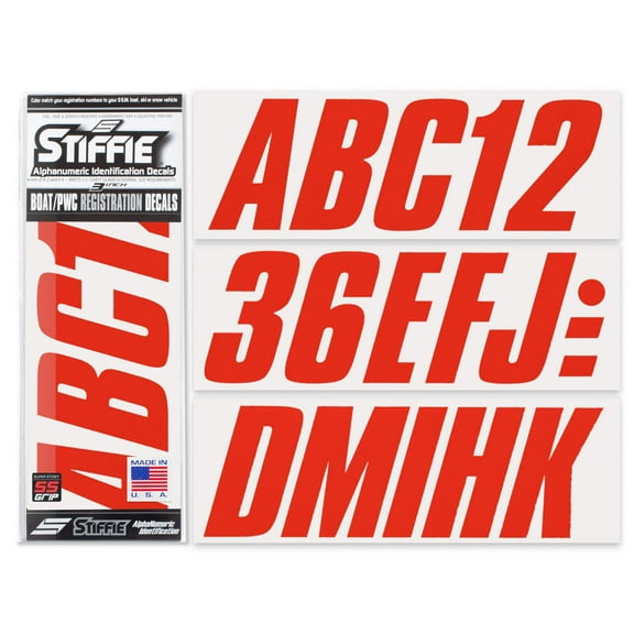 STIFFIE Shift Lava SUPER STICKY 3" Alpha-Numeric Identification Custom Kit Registration Numbers Letters Stickers Decals for Boats & Personal Watercraft PWC Sea-Doo SPARK, Inflatable Boats, RIB, PVC