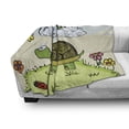 thumbnail image 3 of Turtle Soft Flannel Fleece Blanket, Cartoon Animal Looking at a Butterfly on Hill Spring Season Colorful Nursery Doodle, Cozy Plush for Indoor and Outdoor Use, 50" x 60", Multicolor, by Ambesonne, 3 of 6